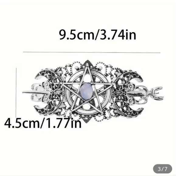 Silver Tone Pentacle Hair Pin - Picture 4 of 5